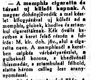 1923.07.15. Cigaretták új külseje