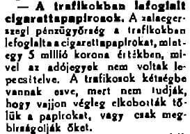 1923.07.19. Lefoglalt cigarettapapírok