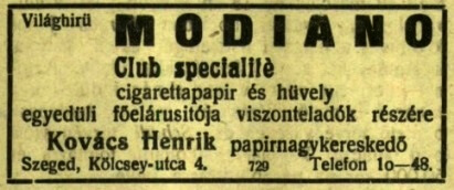 1923.09.22. Modiano reklám