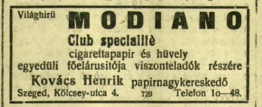 1923.09.22. Modiano reklám