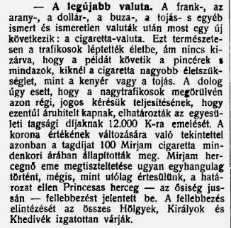 1923.11.10. A legújabb valuta