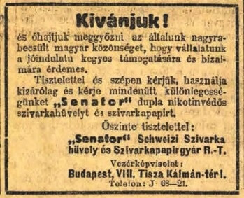 1924.03.23. Senator cigarettahüvely