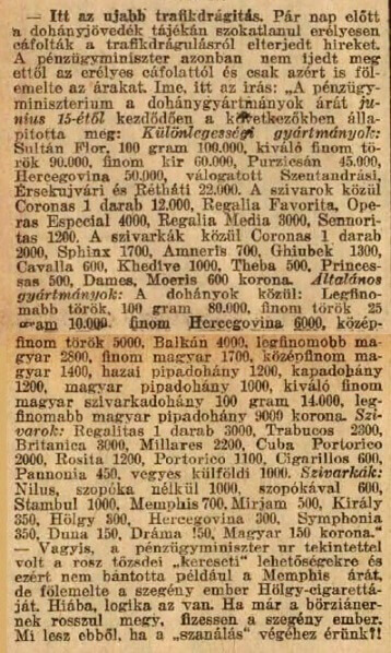 1924.06.15. Megdrágult trafik