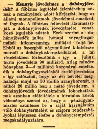 1924.08.08. Dohányjövedék