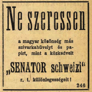 1924.10.26. Senator cigarettahüvely