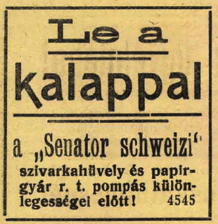 1924.11.01. Senator cigarettahüvely