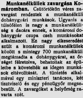 1924.12.07. Zavargás Komáromban