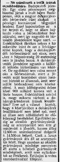 1925.07.23. Nem lesz olcsóbb