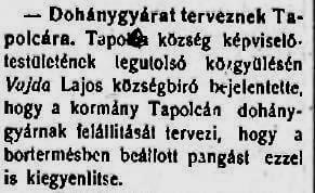 1925.08.02. Tapolcai dohánygyár