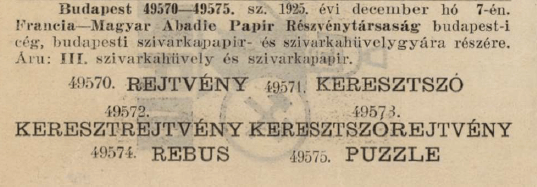 1925.12.07. Papír és hüvely