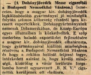 1926.02.19. Vásári cigaretta