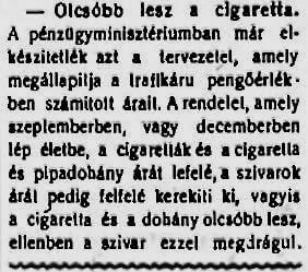 1926.07.07. Olcsóbb lesz a cigaretta