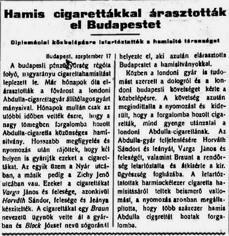 1926.09.13. Hamis cigaretták