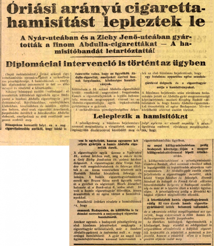 1926.09.18. Cigaretta hamisítás 2.