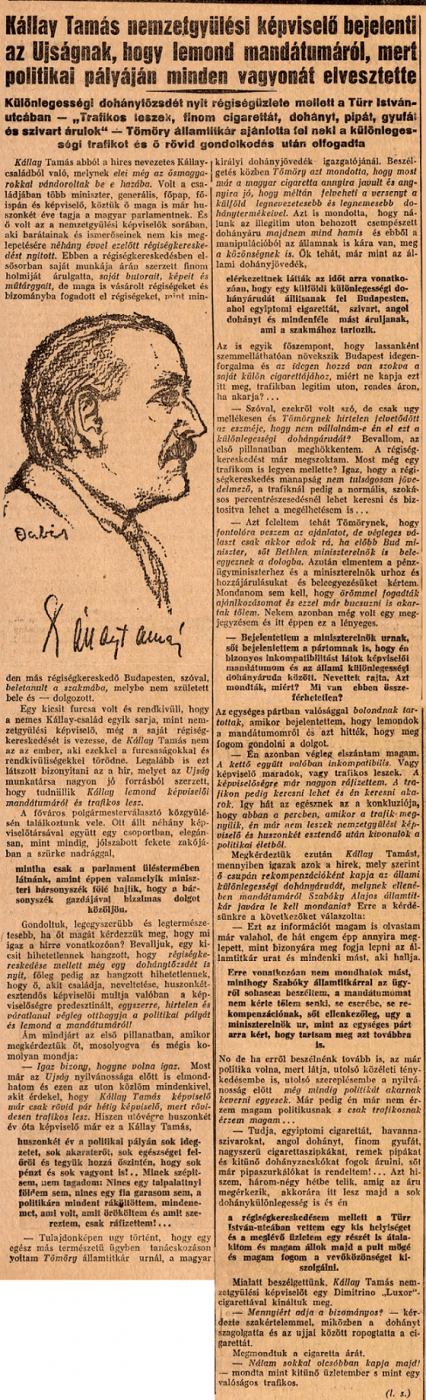 1926.09.30. Kállay Tamás trafikja