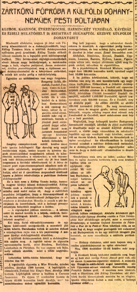 1926.12.15. Külföldi dohányáru