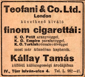 1927.01.08. Teofani cigaretták