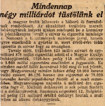 1927.04.06. Dohányfogyasztás