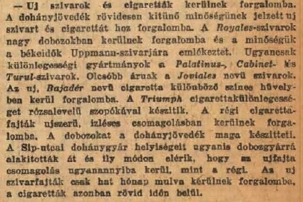 1927.05.01. Új dohányáruk