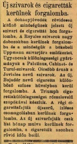 1927.05.05. Új szivar és cigaretta