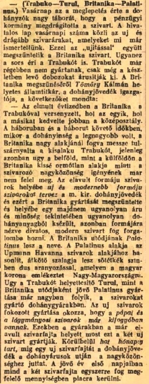 1927.12.06. Legújabb szivarok