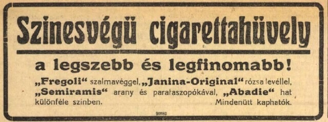 1927.12.21. Színesvégű cigarettahüvely