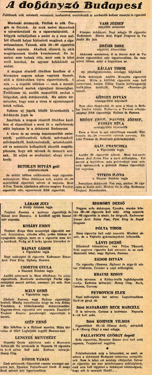 1927.12.25. Dohányzó Budapest