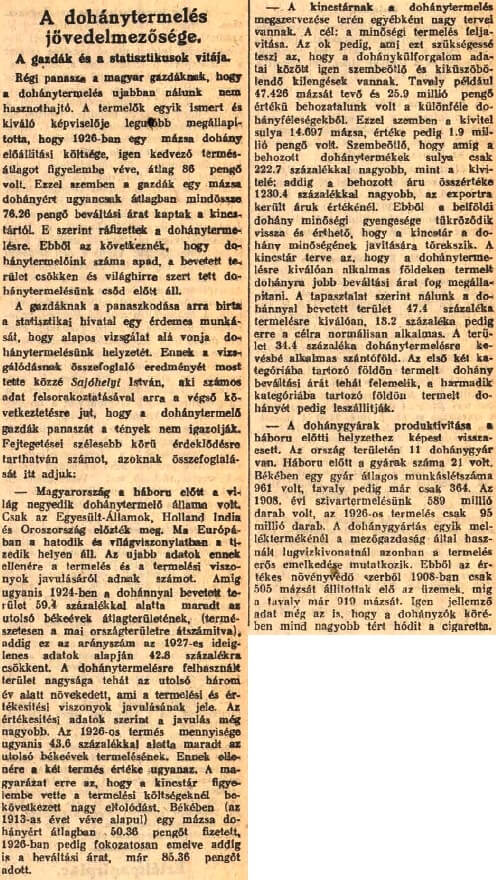 1927.12.31. Dohánytermelés