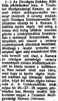 1928.04.08. Országos Dohánykiállítás