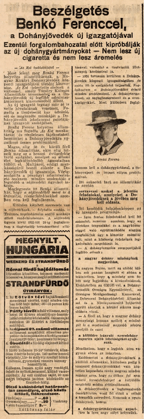 1928.07.05. Dohányjövedék