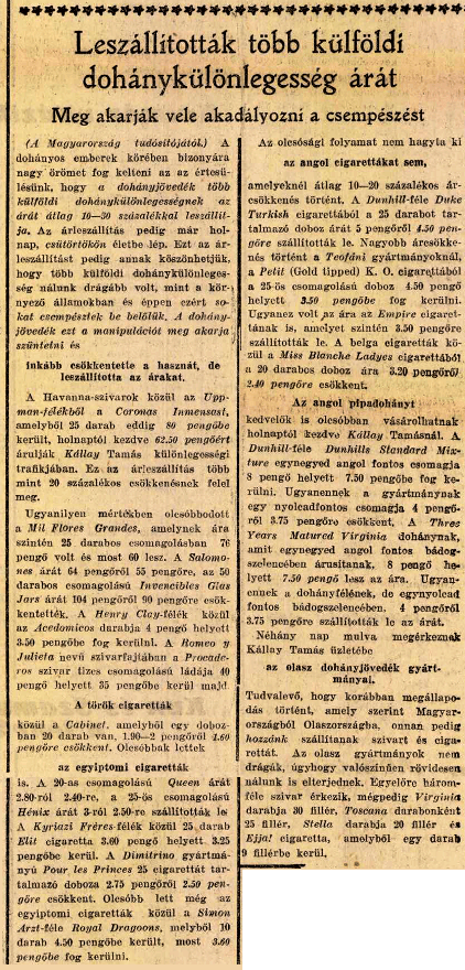 1928.11.15. Külföldi dohányáru