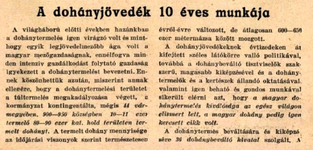 1928. A Dohányjövedék