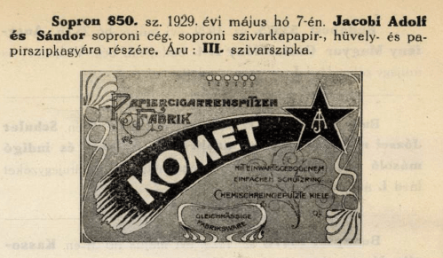 1929.05.07. Komet szivarszipka