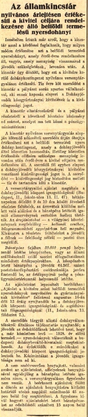 1929.06.12. Nyilvános árlejtés