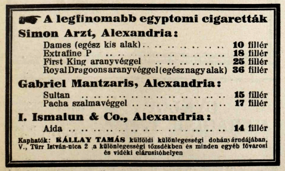 1929.07.14. Egyiptomi cigaretták