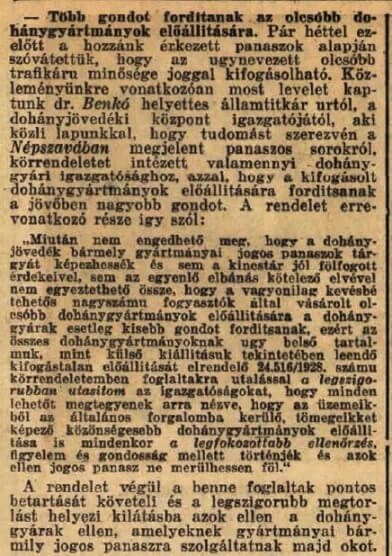 1929.09.21. Javuló dohányáruk