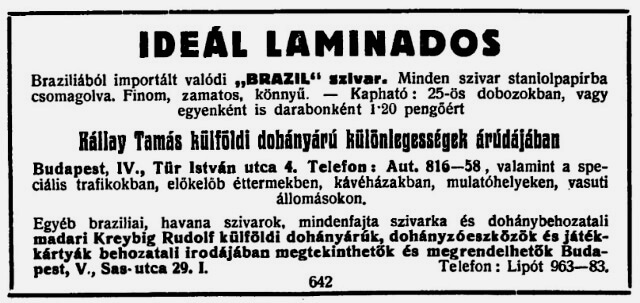 1929.11.24. Ideal Laminados szivar