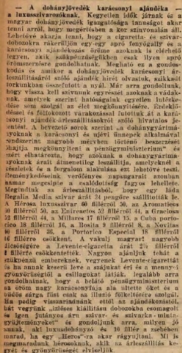 1929.12.15. Olcsóbb luxusszivarok