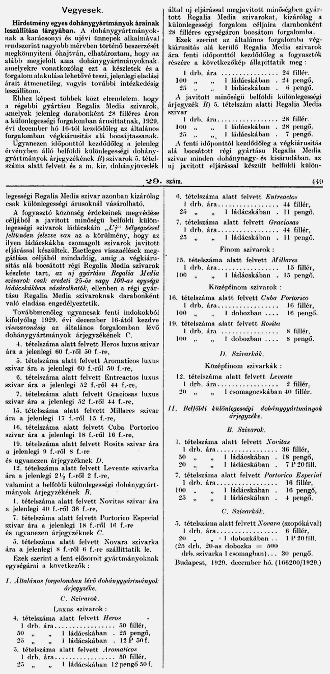 1929.12.16. Árleszállítás