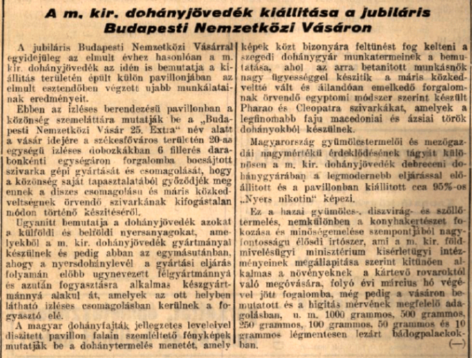 1930.05.03. Dohányjövedék