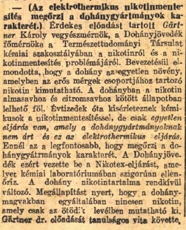 1930.08.10. Nikotex-eljárás