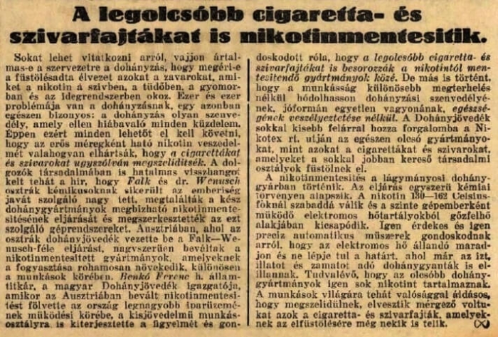 1930.10.19. Olcsóból is lesz Nikotex