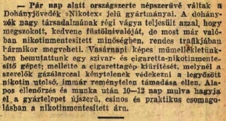 1930.10.21. Népszerű a Nikotex