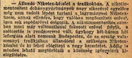 1930.11.20. Állandó Nikotex-készlet