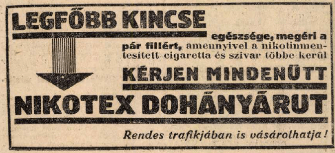 1930.11.21. Nikotex dohányáru