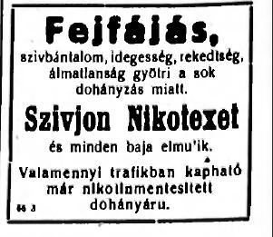 1930.12.16. Fejfájás ellen Nikotex