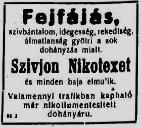 1930.12.16. Fejfájás ellen Nikotex