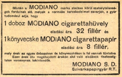 1931.03.06. Modiano nyilatkozat