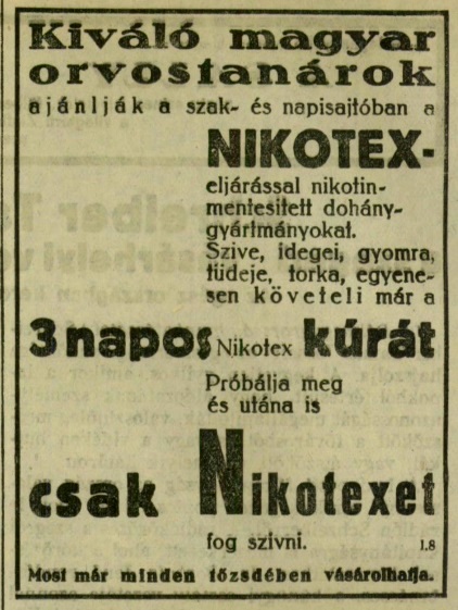 1931.03.17. Háromnapos Nikotex-kúra