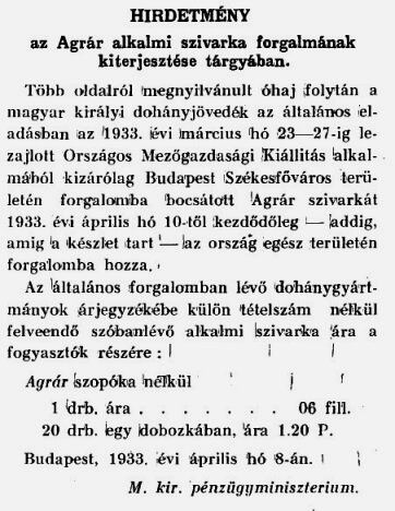 1933.04.20. Agrár cigaretta